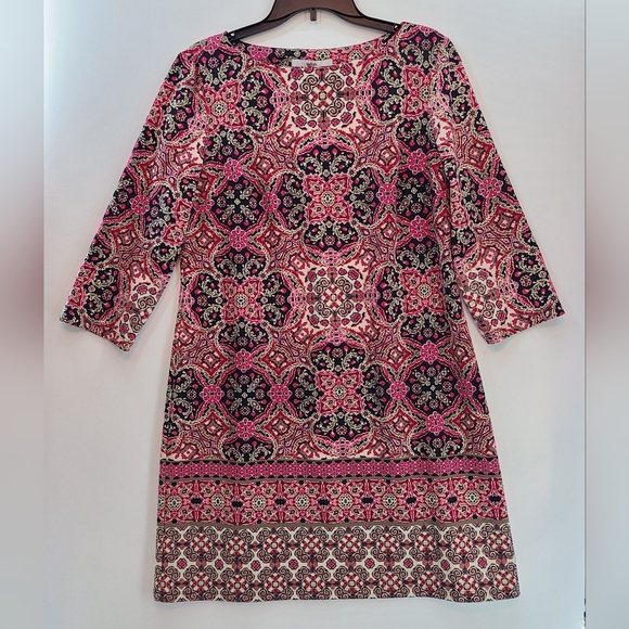 WISP Women's Orange/Cream/Black Sheath Polyester/Spandex Dress -‎ Size 14 - Picture 1 of 7